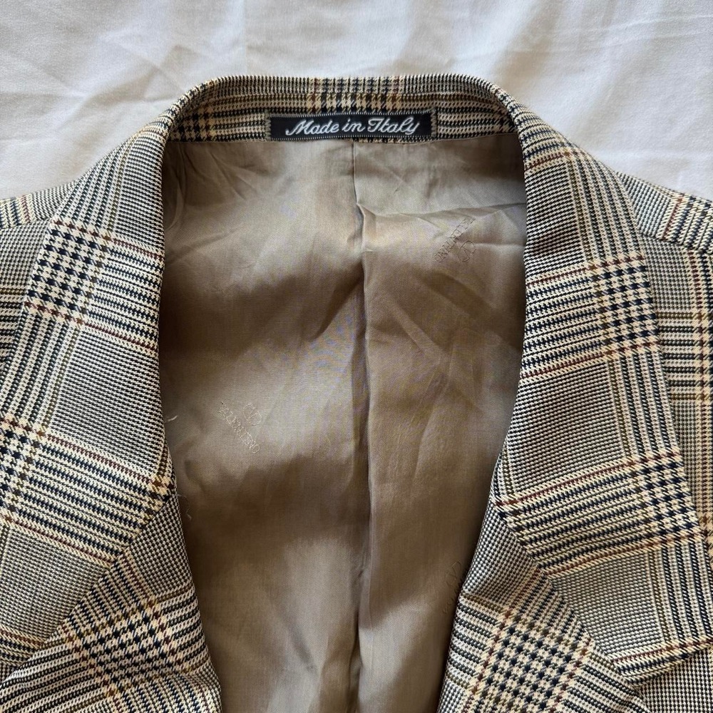 Valentino Uomo Men's Plaid Silk Blend Blazer Saks Fifth Avenue Italy Size 46L